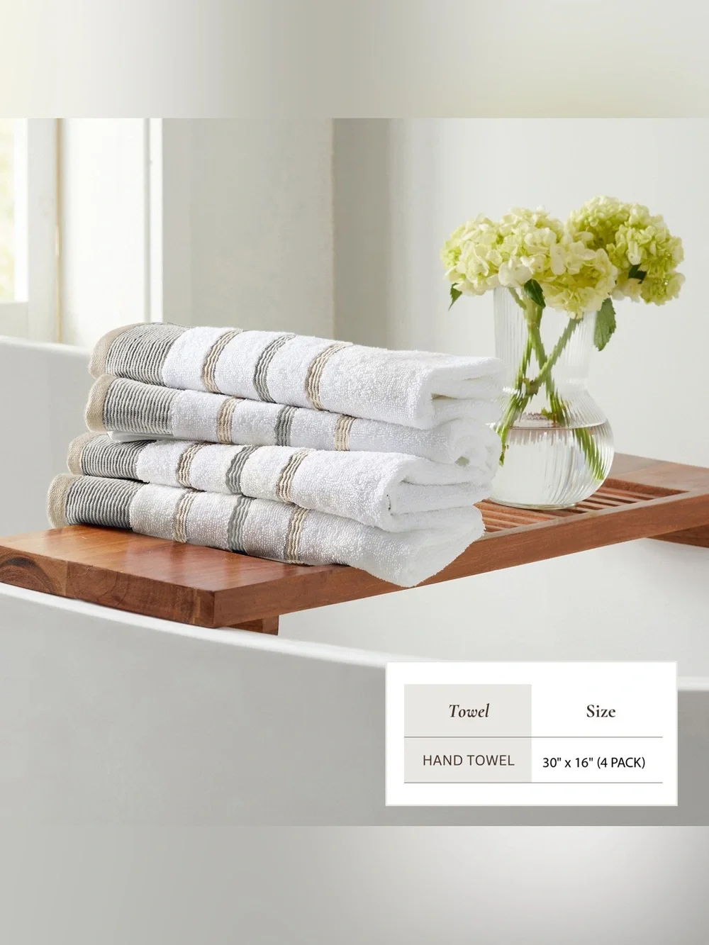 Great bay home Decorative Cotton Stripe Bath Towel Set Noelle glacier gray